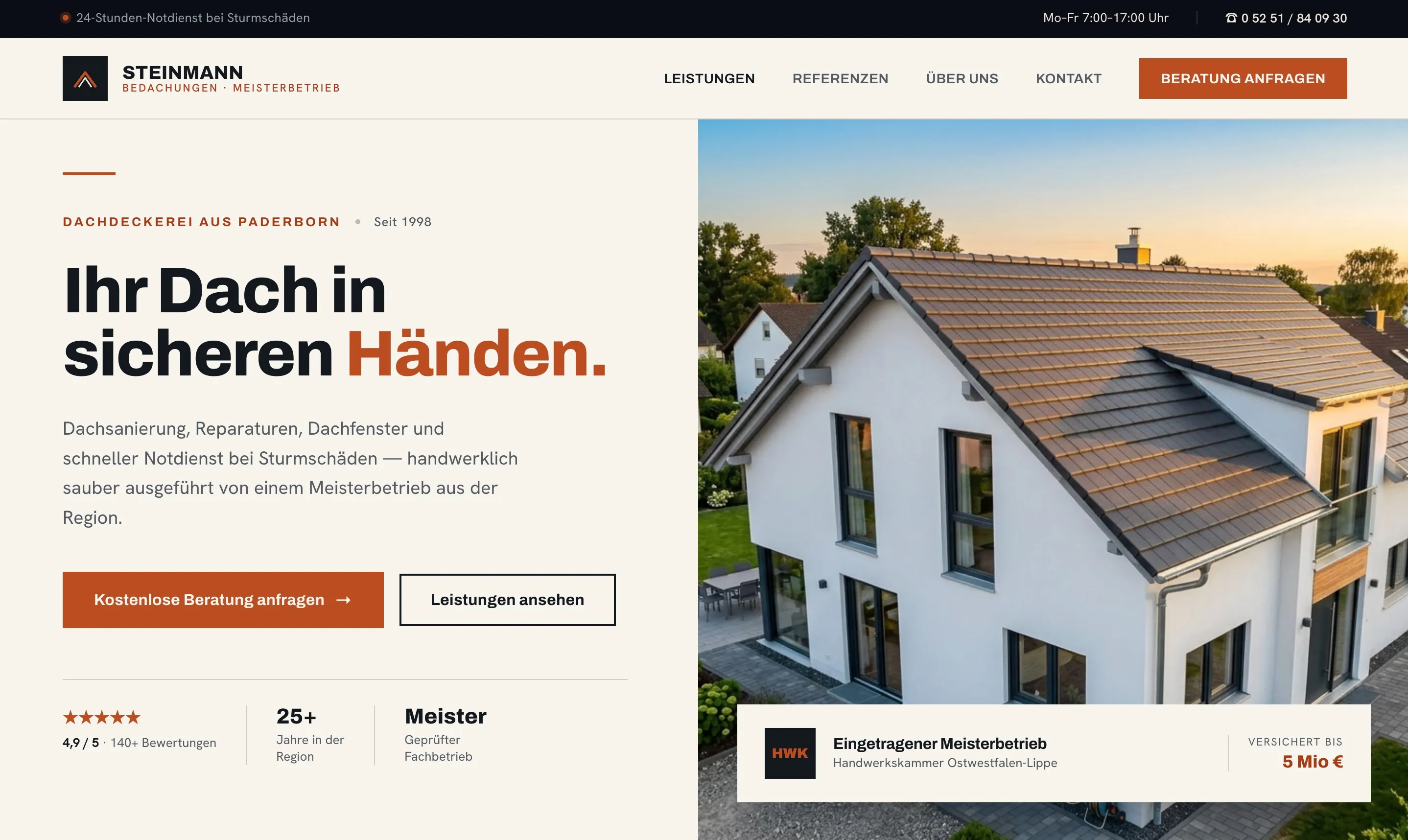 Redesign-Konzept — Dachdeckerbetrieb